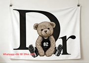 Dior Sporty Teddy Bear 82 Flannel Sofa Throw Blanket D451